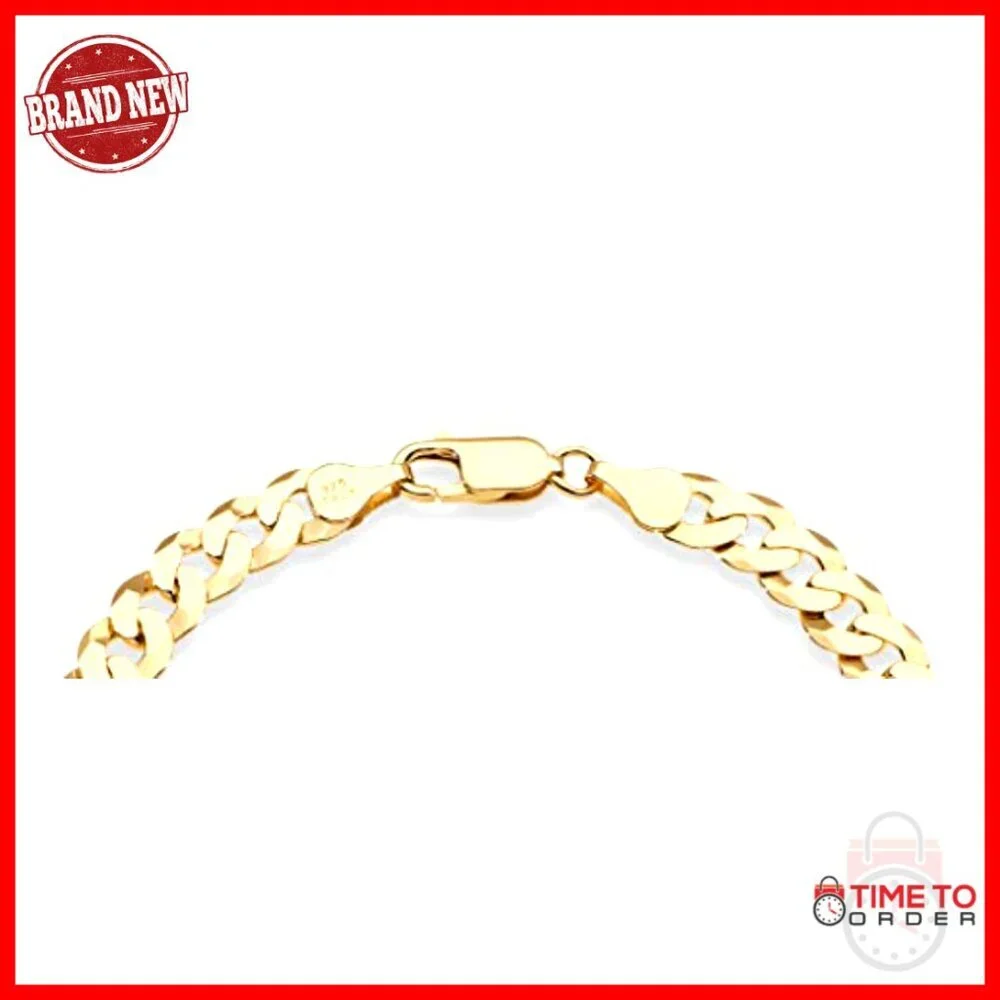 7mm Cuban Link Bracelet 925 Sterling Silver Lobster Clasp Unisex
